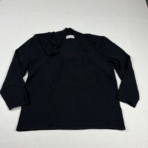 Ball of Cotton Waist Length Sweater Black 3/4 Sleeve Shawl Collar XL Made In USA